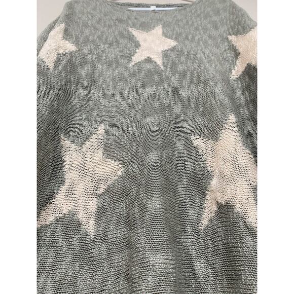 Wishlist Gray & Pink Star Print Open Knit Sweater Dolman Sleeve Summer Size S/M - Picture 3 of 10